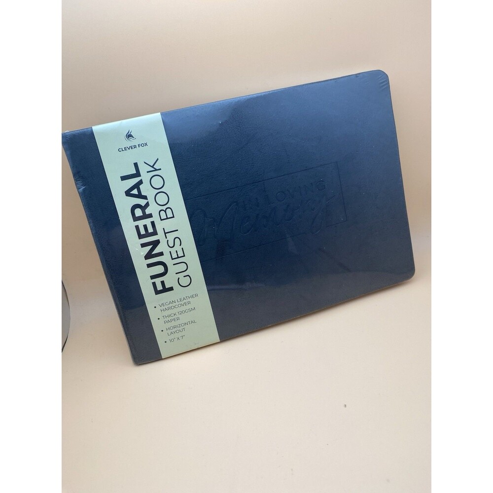 Clever Fox Funeral Guest Book - Vegan Leather Hardcover 10x7 In Loving Memory